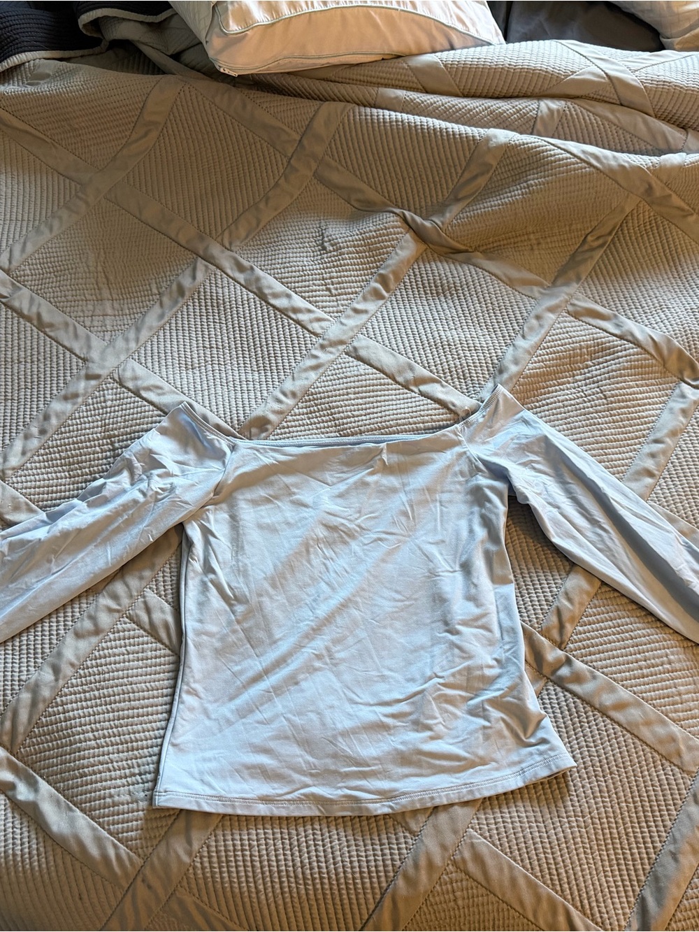 PINK Victoria's Secret Light Blue Off-the-Shoulder Long Sleeve Top